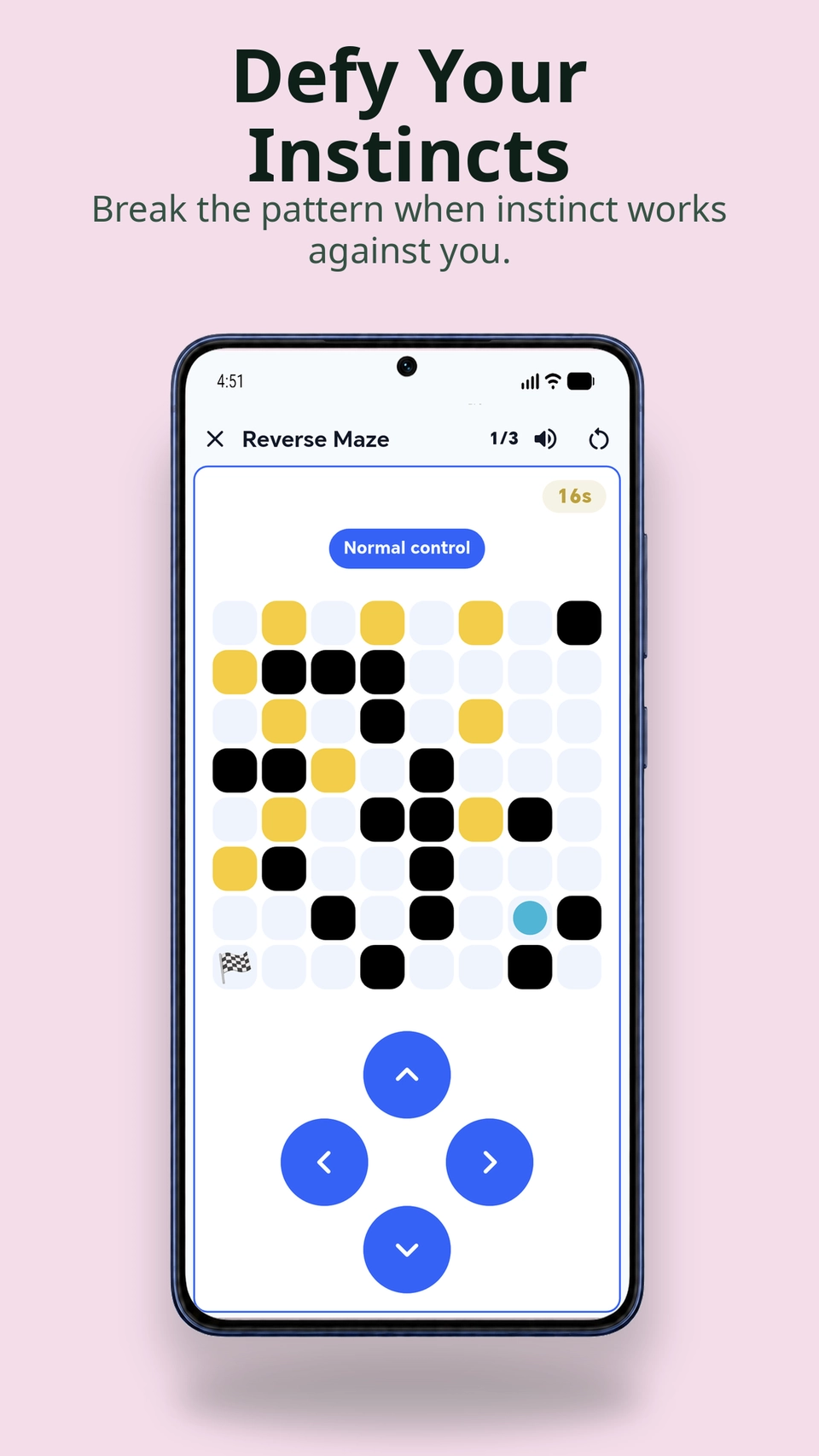 Mind Clash Reverse Maze with obstacles and directional controls